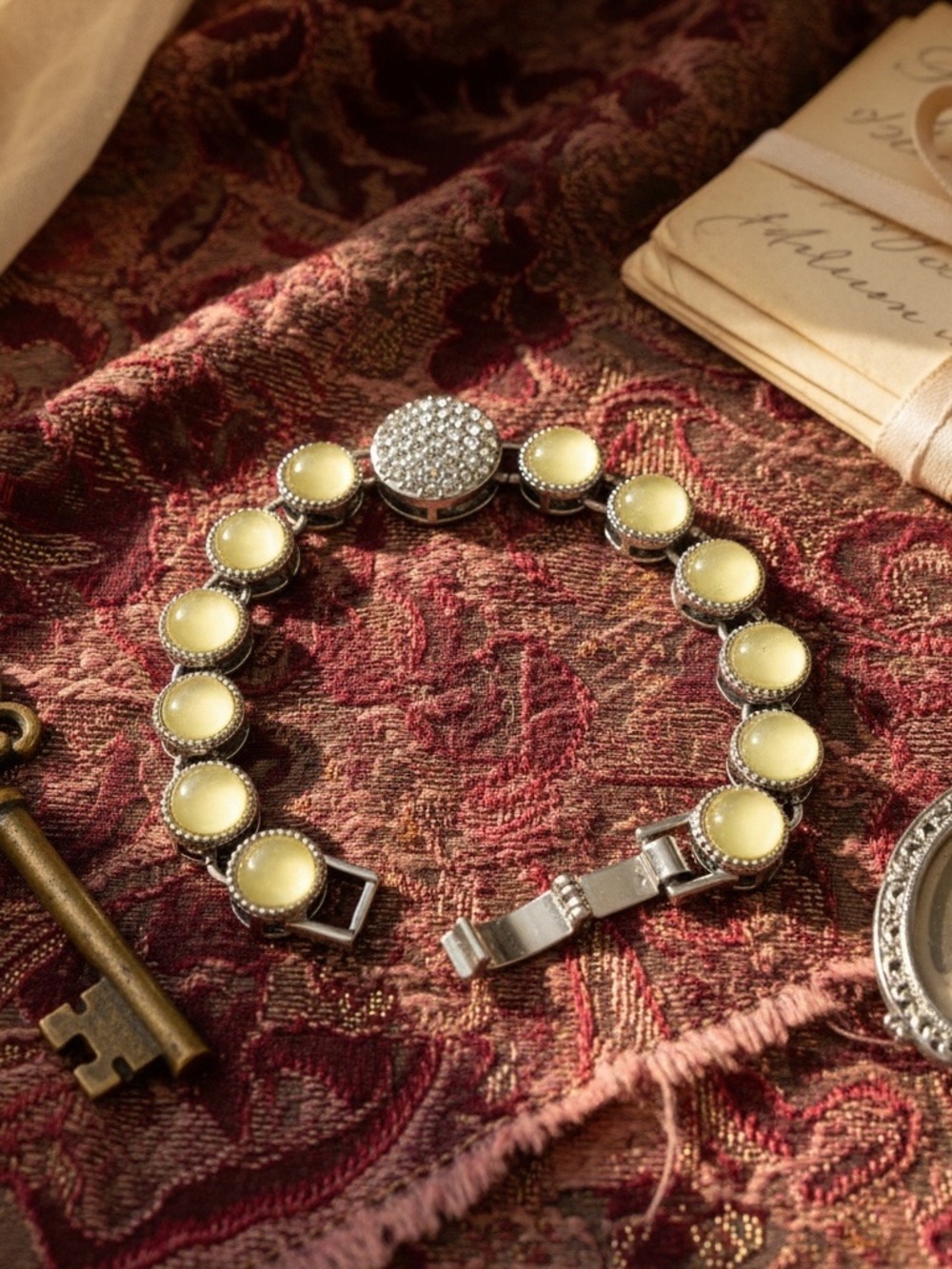 Lia Sophia Pale Yellow Cabochon Bracelet in Silver Tone​​ - Picture 6 of 7